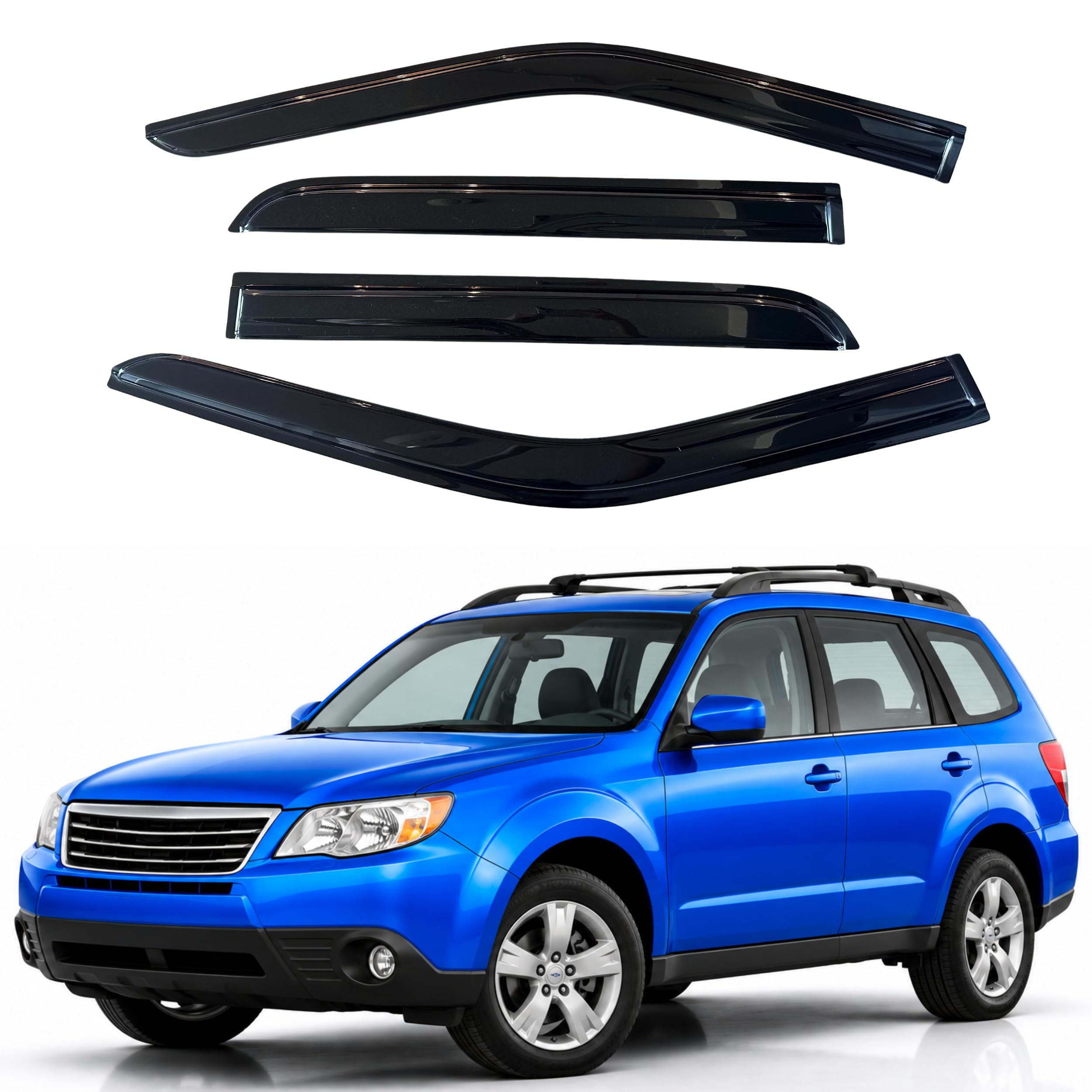 IG Window Visors Fit for 2009-2013 Subaru Forester, Out-Channel Rain Guards Vent Wind Deflectors 4PC, Car Accessories for 09-13 Forester
