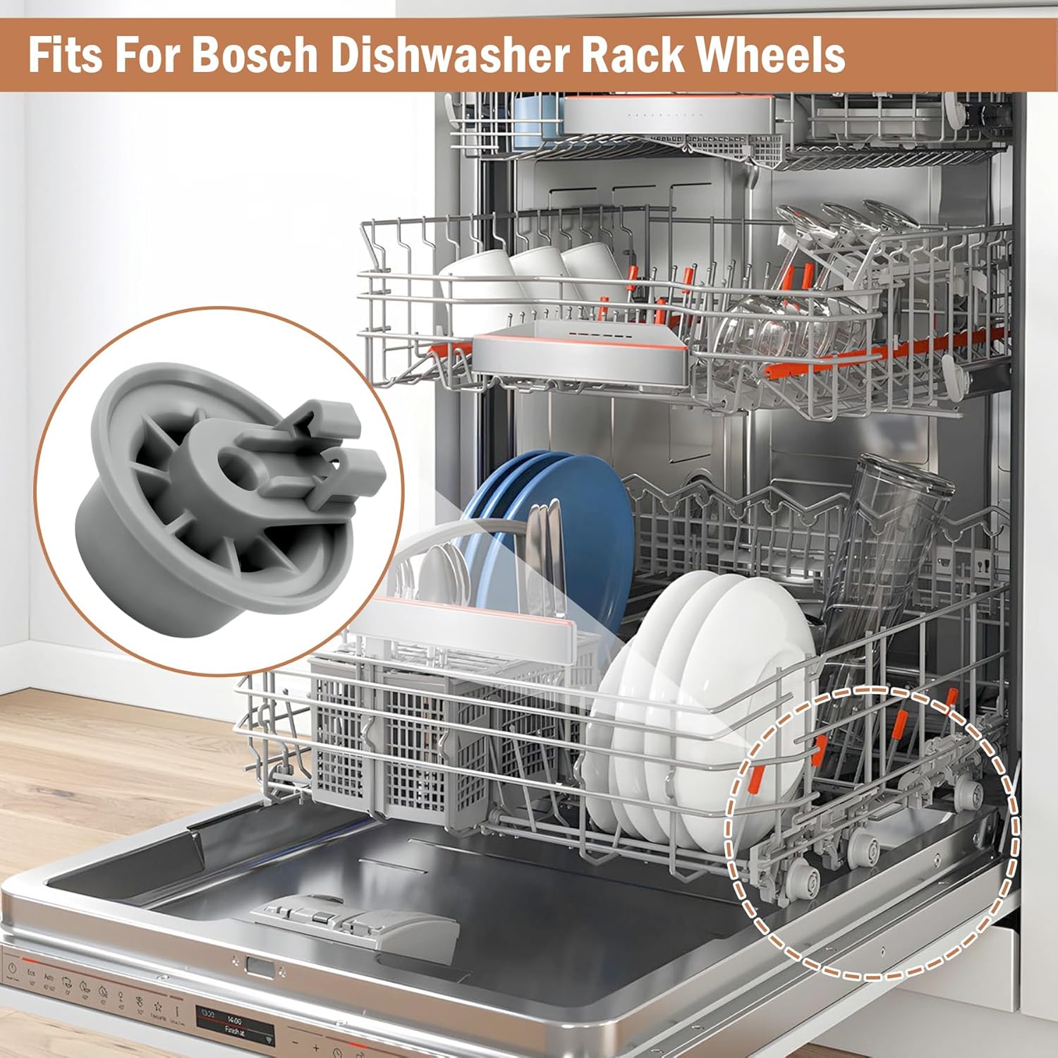 10016657 Fits for Bosch Dishwasher Extended Lower Rack Wheel Kit Replacement for Bosch Dishwasher Rack Wheels (4pack）