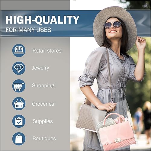 Miniatura 5 de Bolsas de plástico transparente para compras, paquete de 100 unidades de 12 x 15 pulgadas con 1.5 mil de grosor, asas troqueladas, perfectas para