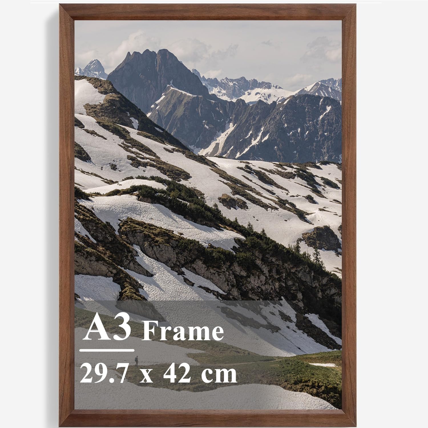 A3 Picture Frame, Wooden Poster Frame, 29.7x42cm Photo Frames for Display Family Pictures Wall Gallery Photo Frames Wall Mounting Horizontally or Vertically (Brown)