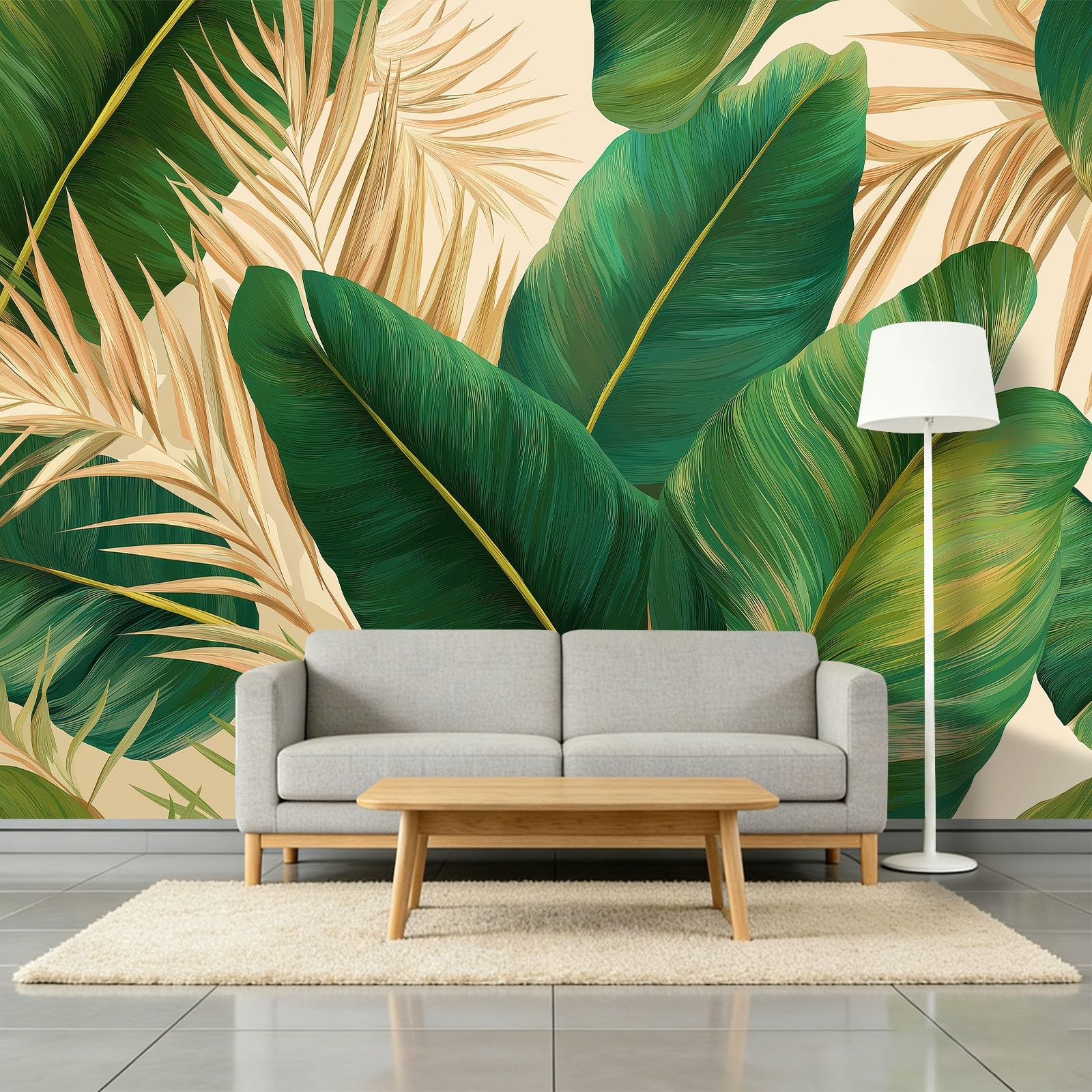 Egzotyczne liście bananowca, liście palmowe, włóknina, fototapeta dla chłopców i dziewczynek, 200 x 140 cm, tapeta do pokoju dziecięcego, salonu, tapeta na flizelinie, tapeta ścienna, efekt 3D