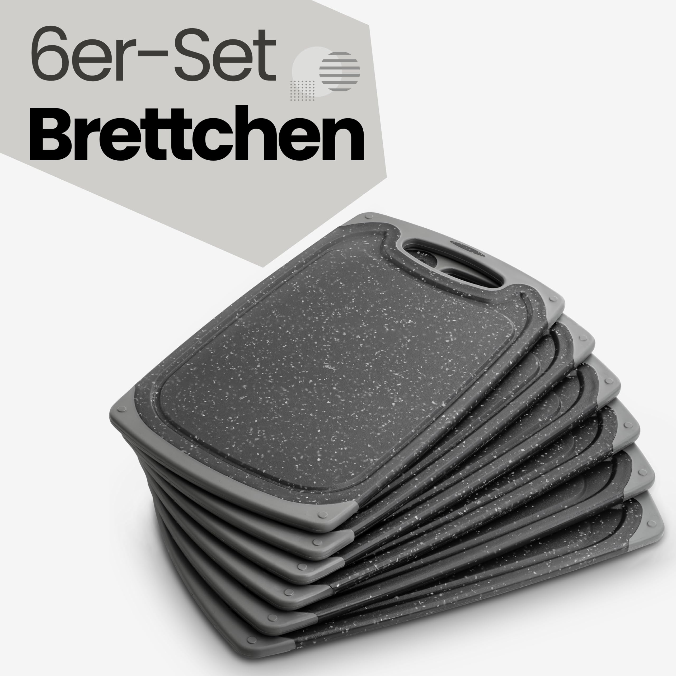 6er Set Frühstücksbrettchen Kunststoff - Brettchen Spülmaschinenfest | Ideal für Frühstück, Brotzeit und kleine Mahlzeiten