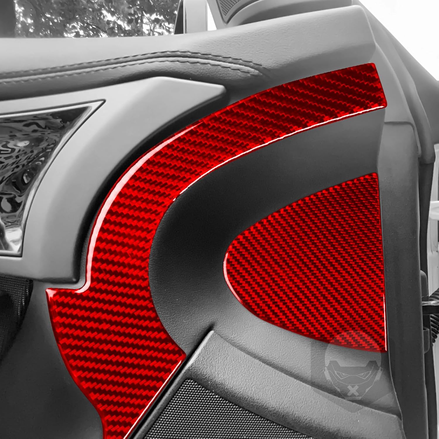 Real Quality Carbon Fiber Car Dashboard Both Sides Protection Panel Sticker Decor Auto Interior Accessories Decal Trim Compatible with Jaguar F-Type 2013-2024 4pcs Red