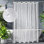 UFRIDAY Linge de rideau de douche extra longue 86 Linge de douche de salle de bains de longue durée, pondérée 72x86 De pouce avec 5 Aimants du bas, givre et semi-transparent 9G Rideau de salle de bains épais et de service Havy