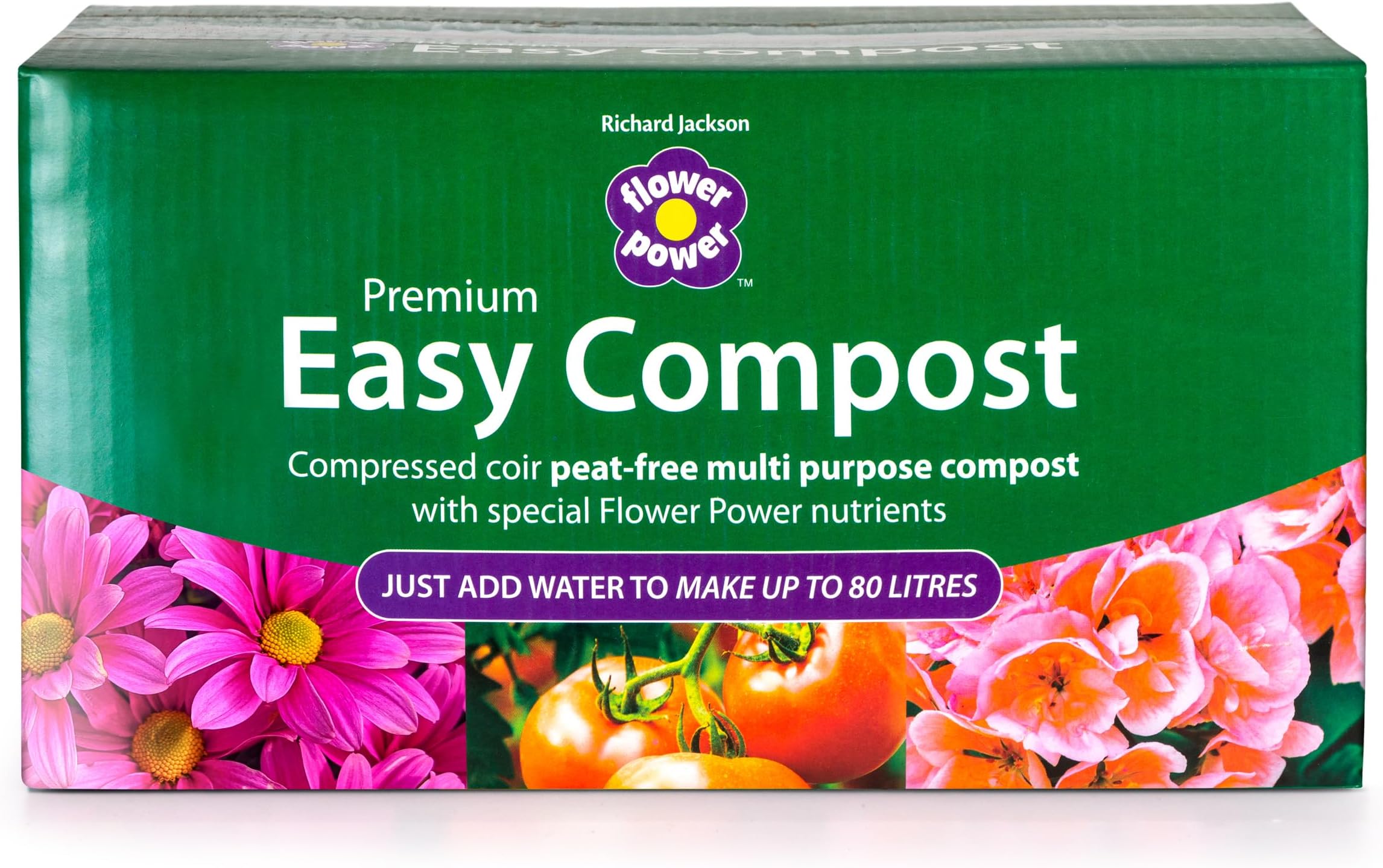 Richard Jackson Flower Power Premium Easy Compost Blocks, 8 Pack of 10L Blocks, Makes Up to 80L, Enriched with Long Lasting Fertiliser