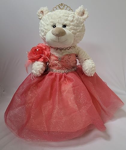 Miniatura 21 de KINNEX COLLECTIONS SINCE 1997 Dulce 16 ~ 20 "Oso de peluche con vestido y bordado (pieza central) arc16831A-34 (champán) Champán,Azul