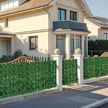 Artificial Ivy Privacy Fence Wall Screen, 39 x 118 in Garden Fake Hanging Plants Vines, Aesthetic Faux Greenery Garland Leaves with Strengthened Joint Prevent Leaves Falling Off for Outdoor Decor