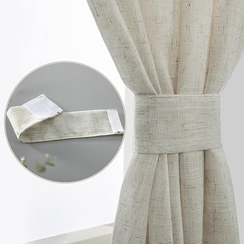 Miniatura 5 de KOUFALL Cortinas de puerta de 72 pulgadas de largo para ventanas laterales, mezcla de lino, protección de privacidad, filtrado de luz, paneles de