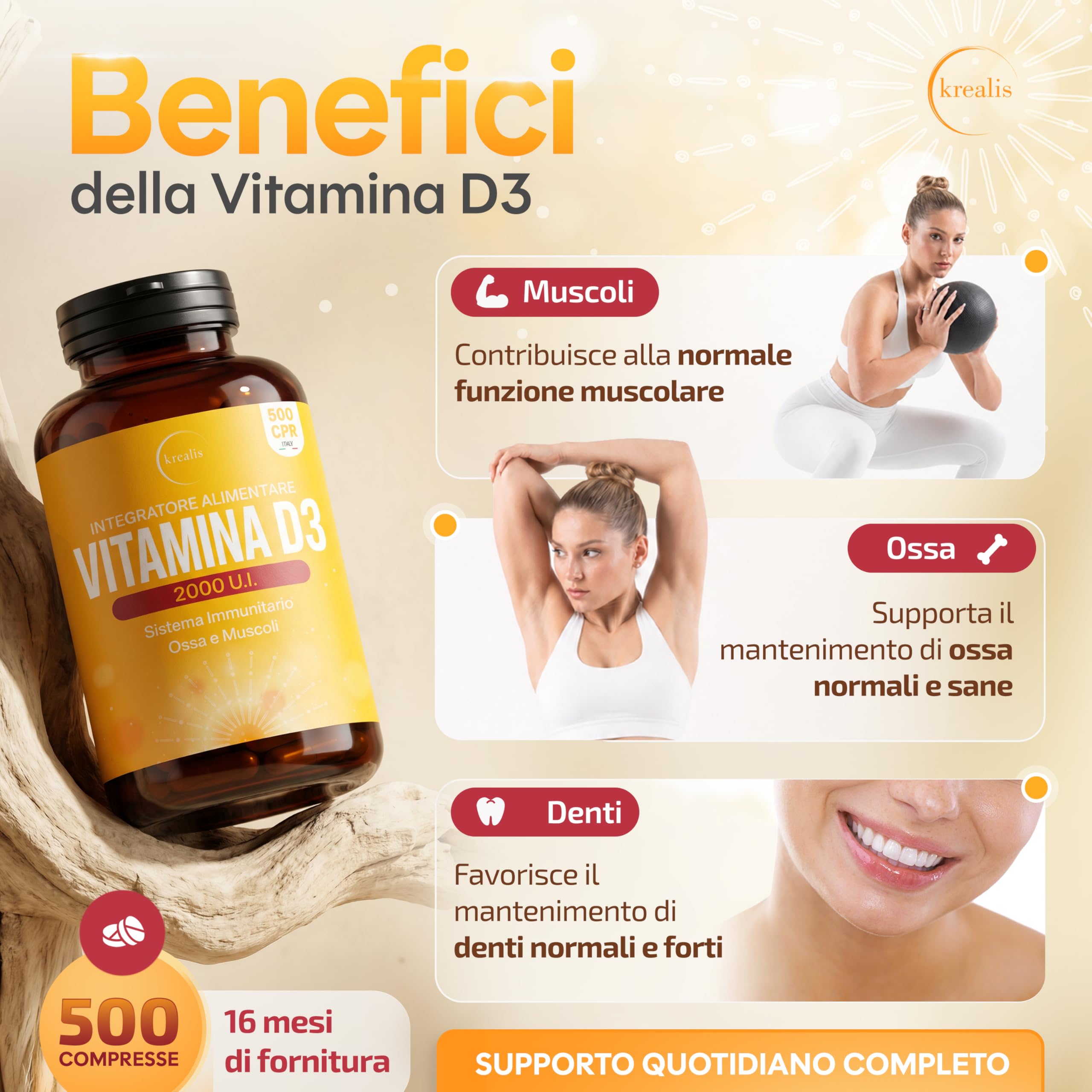 PREZZOLANCIO Vitamina D3 2000 UI – MAXI Formato 500 Micro-Compresse, Integratore di Vitamina D Colecalciferolo Pura Alto Dosaggio, Supporto per il Sistema Immunitario, Ossa e Muscoli,Facile da Assumer