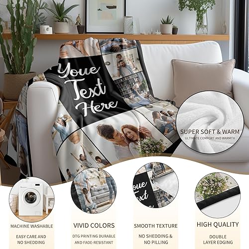 Miniatura 5 de Manta personalizada con imagen impresa en Estados Unidos, manta con fotos personalizadas, regalos de cumpleaños de Navidad, regalos personalizados