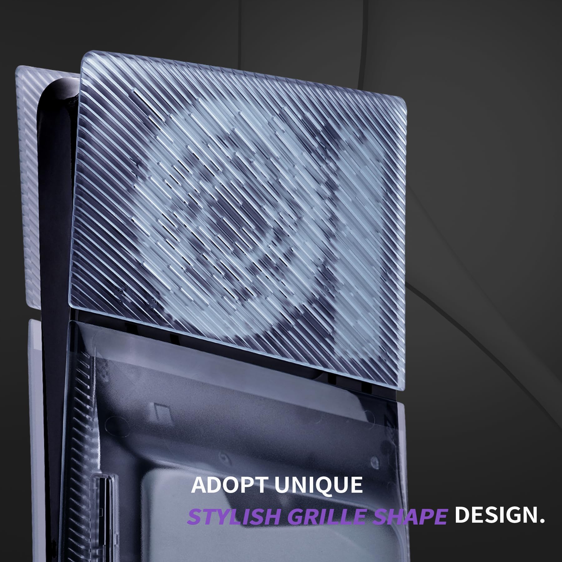 eXtremeRate eXcover Case für ps5 Slim Disc Edition Konsole, Kratzfest Seitenplatten Faceplate mit Kühlung-Ventil Schutz Abdeckung, Ersatz Full Shell für ps5 Slim Disc Console-Clear Gletscher Blau