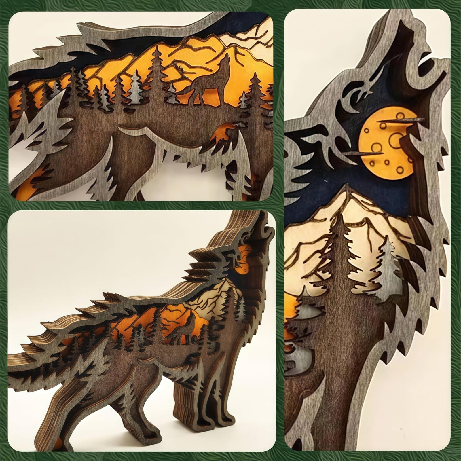 Drawelry 3D Wood Carving Animals Lamp Home Decorative - Image 4