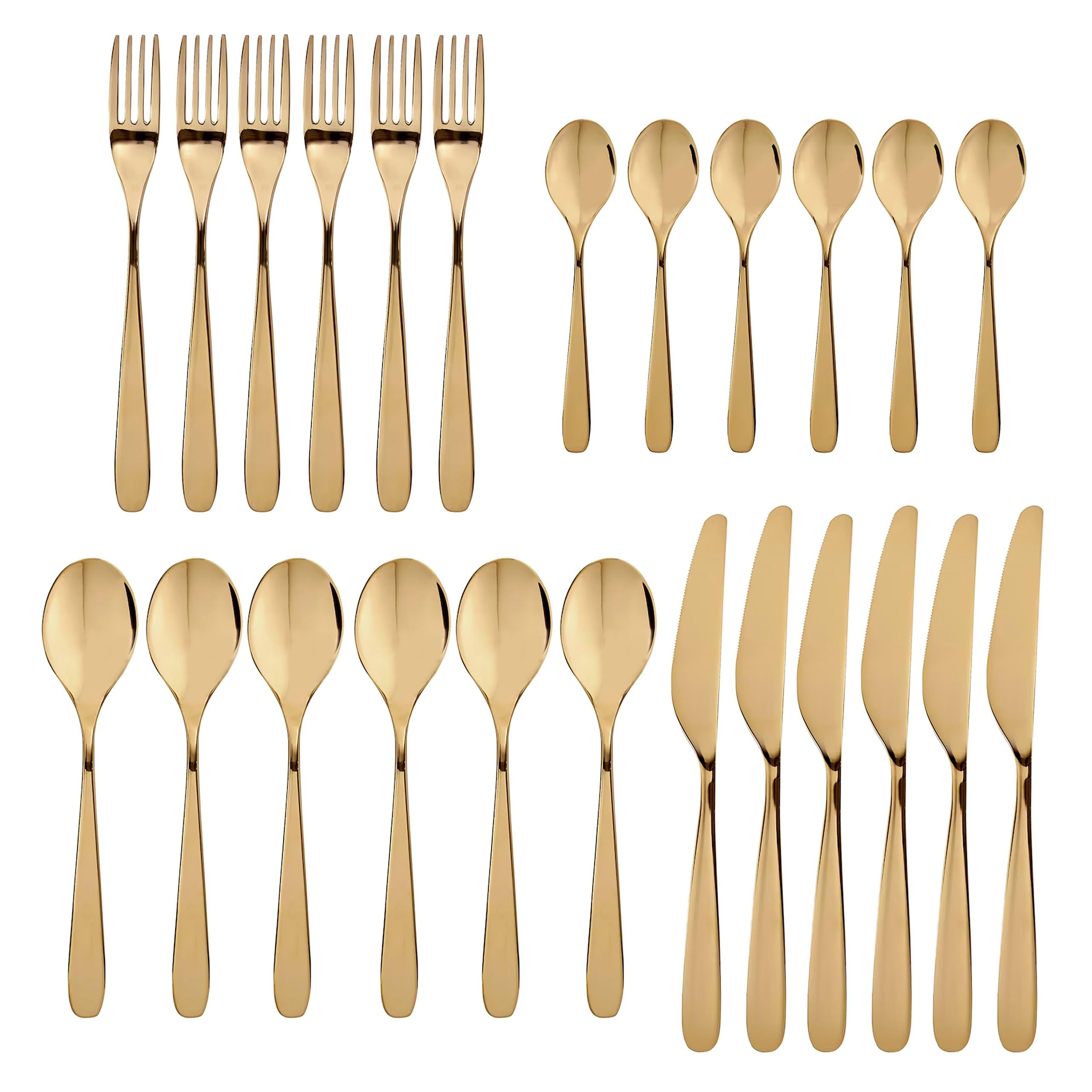 TILLAGD Besteck Set für 6 Personen, Gold, Edelstahl 24 Stück