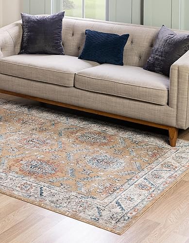 Miniatura 3 de Unique Loom Nyla Collection - Alfombra de área - Princesa (6 pies 1 pulgada x 9 pies, rectangular, amarillo mostazaazul)