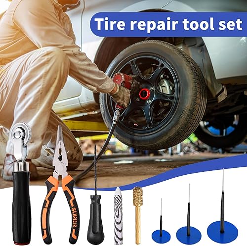 Miniatura 9 de Kit de tapones de reparación de neumáticos, con 3 tamaños de tapones de hongos, rodillo de parche de neumáticos, rueda de pulido, alicates de punta