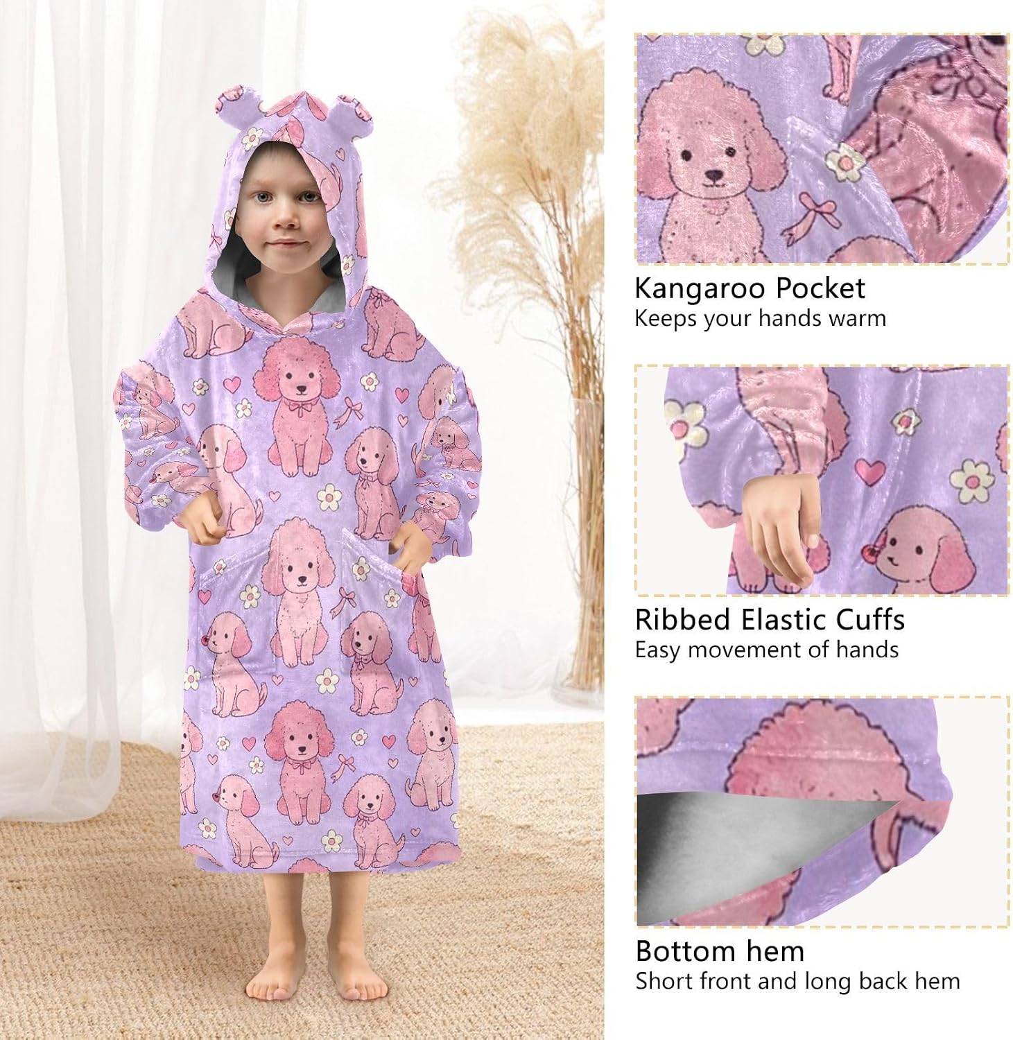 GuoChe Wearable Blanket Hoodie Oversized Flannel Blanket Hoodie image 4