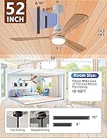 Vista 50 de 42 Inch Low Profile Ceiling Fans with Lights and Remote, Flush Mount Ceiling Fan with Lights, 3 Blades Solid Wood Dimmable Walnut Easy Installation