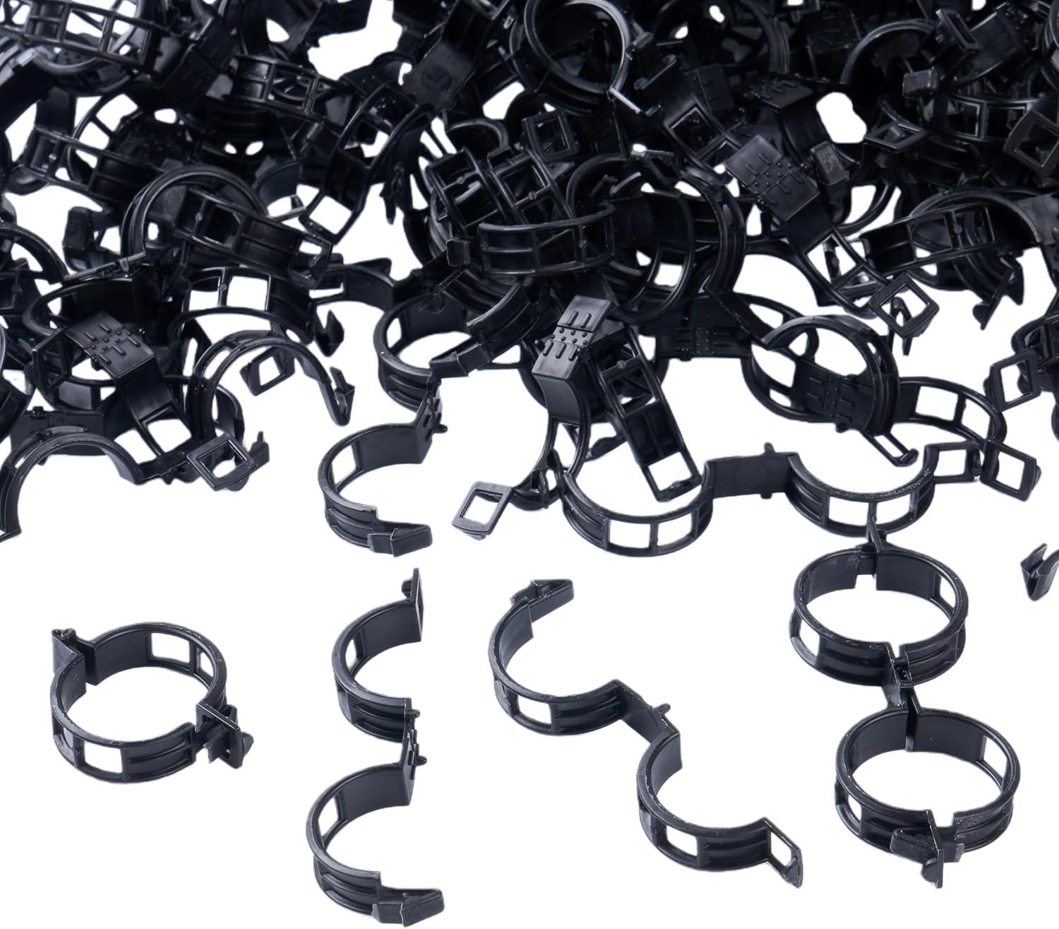 200Pcs Garden Vine Plant Support Clips,Plastic Fixing Clips for Securing and Training Climbing Plants,Tomatoes,Grapes,Vine Vegetables and Potted Plant (200, Black)