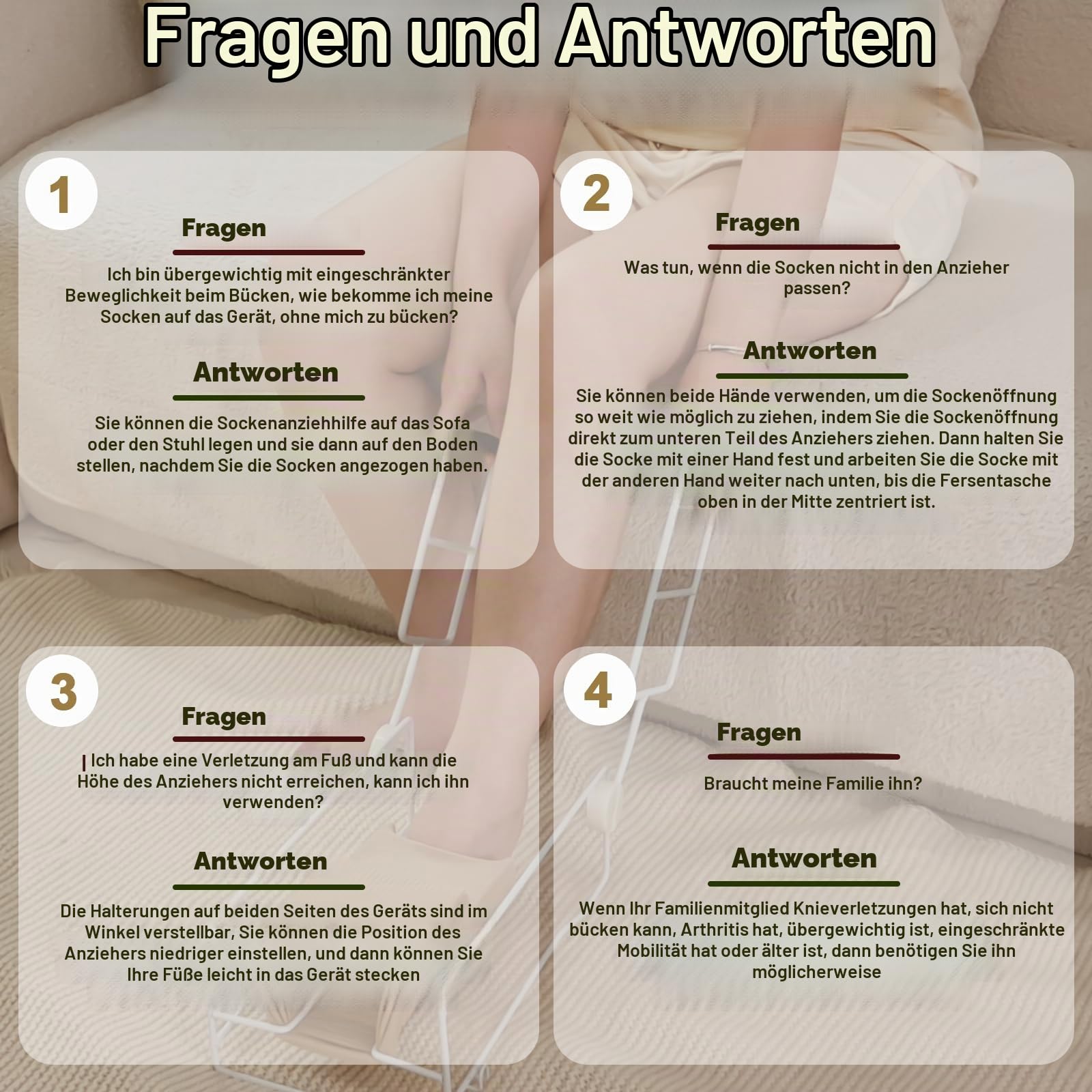 Anziehhilfe für Kompressions-strümpfe Aktualisierte Version Sockenanziehhilfe mit Faltbaren Griffen, Stützstrümpfe Anziehhilfe, Stützstrümpfe Anziehhilfe Für Senioren und Immobile Menschen