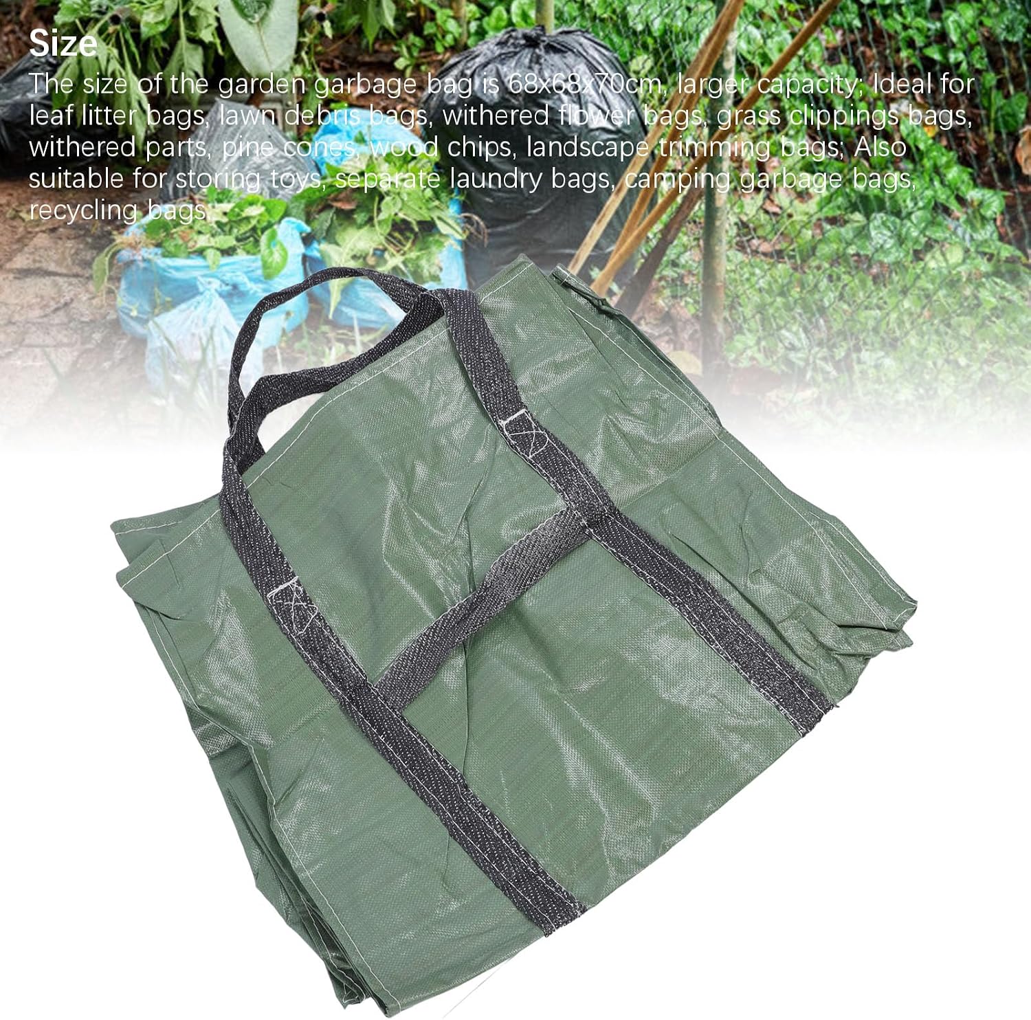 Garden Leaf Bag, Reusable Standable Yard Waste Bag with Reinforced Handles, Water Large Foldable Capacity Garden Leaf Container
