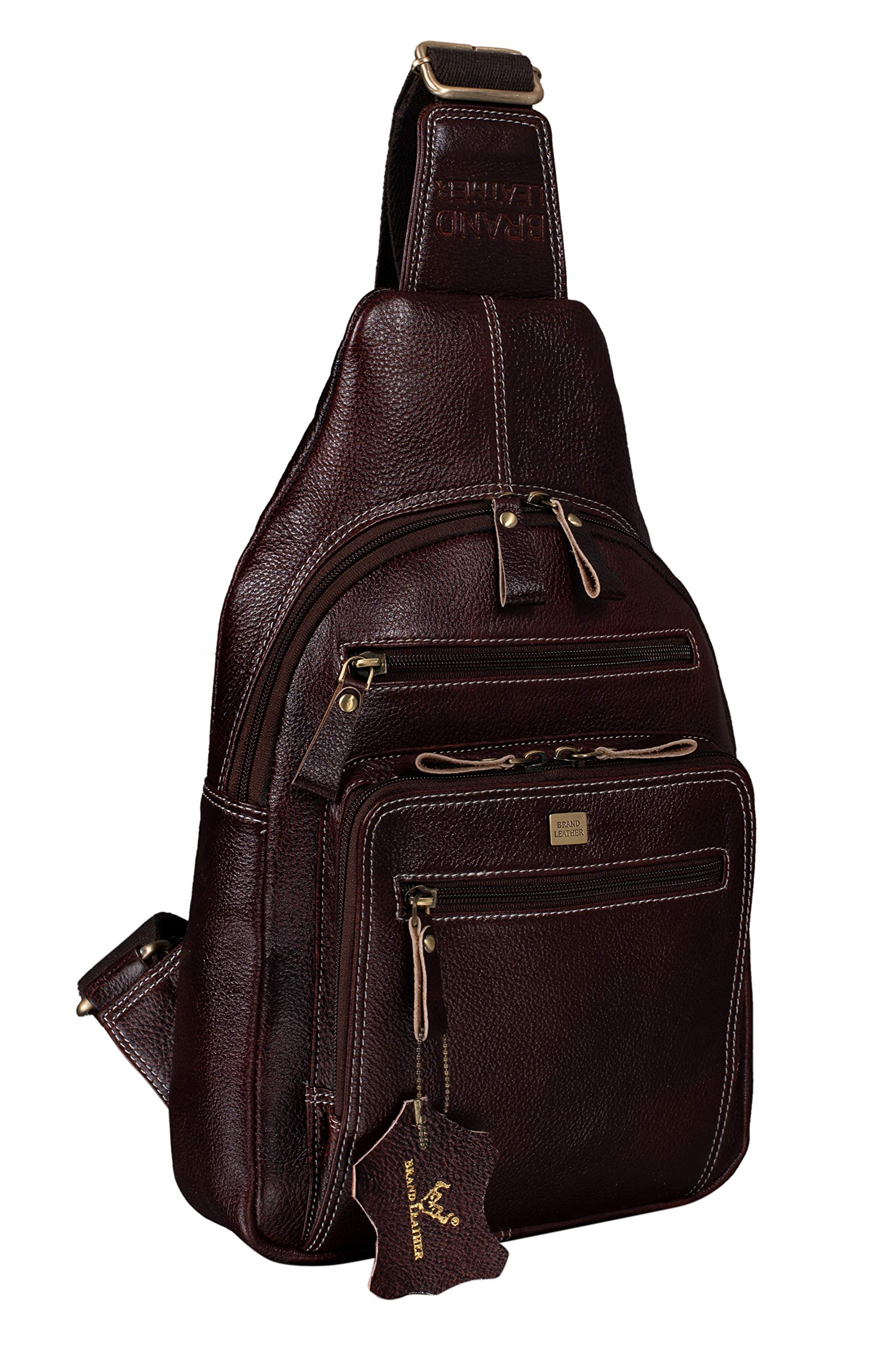 brand leather Men's Genuine Leather Sling Chest Bag Casual Shoulder Daypack's-picture-23