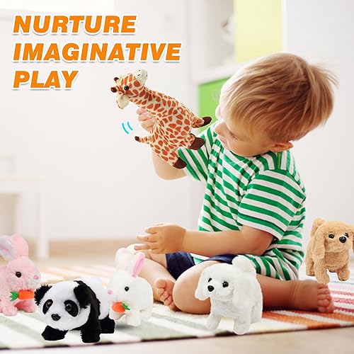 Miniatura 106 de Hopearl - Juguete electrónico interactivo de peluche, mascota con sonidos y movimientos, regalo jirafa animada que camina y mueve la cola