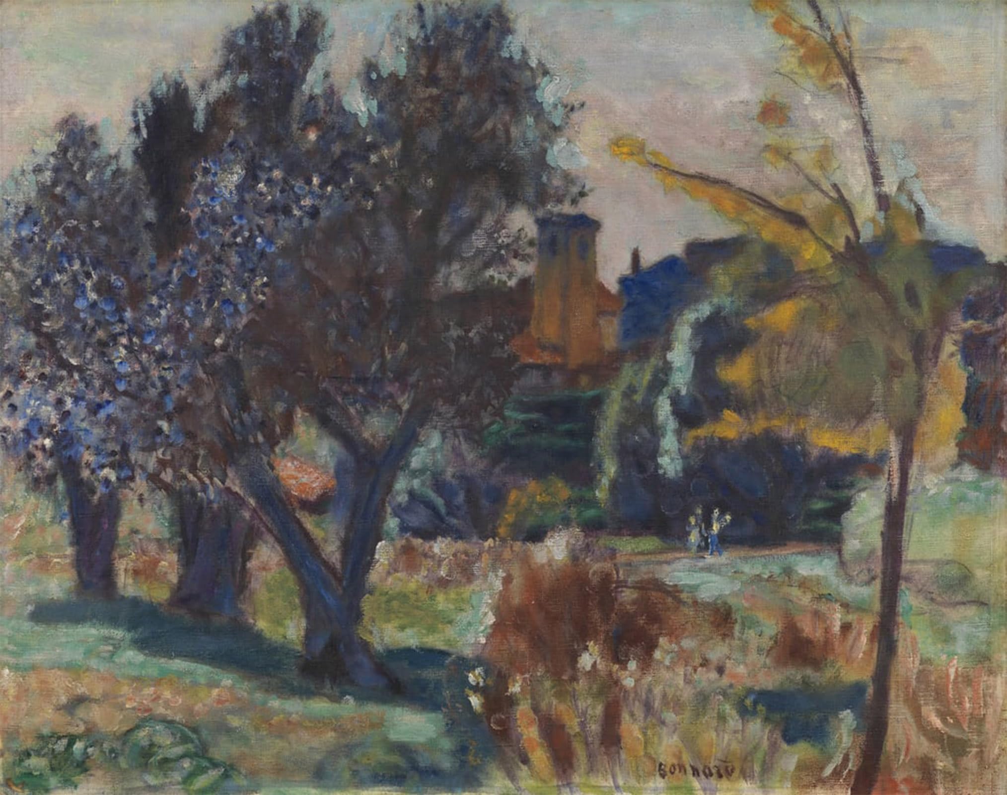 POSTERIIk Vintage Print Pop Art Landscape Artwork Landscape with Olive Trees and a Chapel by Pierre Bonnard Art Prints for Office Home Decor 60x90cm