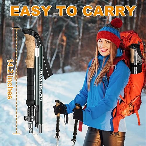 Miniatura 2 de COVACURE Hiking Poles - Aluminum Alloy 7075 Trekking Poles Collapsible with Telescopic,Lightweight & Foldable Collapsible Hiking Gear for Climbing,