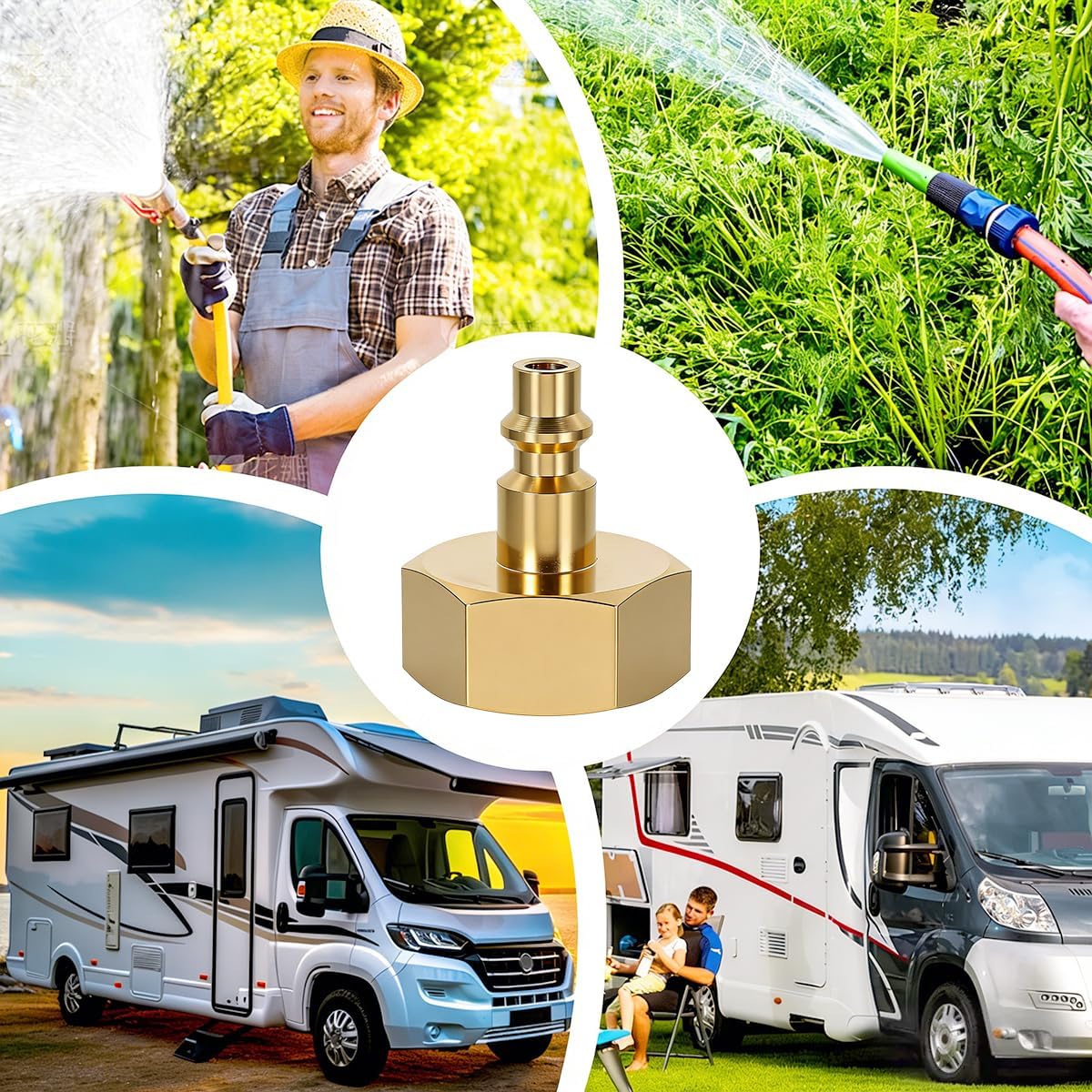 RV Winterize Blowout Plug, Brass 3/4" Female Motorhome Water Line Hose Plug, Caravan Winterization Blowout Adapter, Universal for Motorhome Camper Travel Trailer