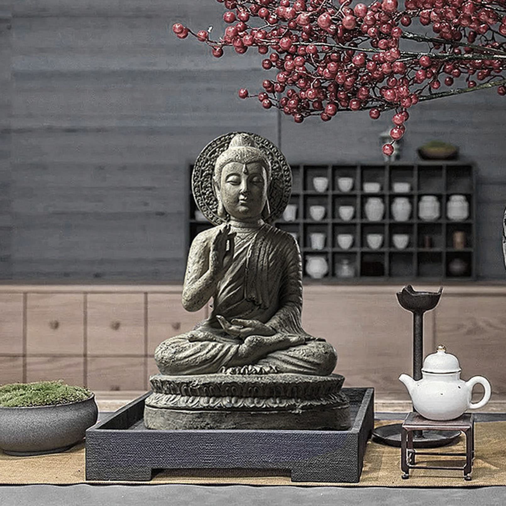 Amazon｜仏像 座像 ツゲ 置物 如来 お釈迦様 仏像 釈迦像 釈迦