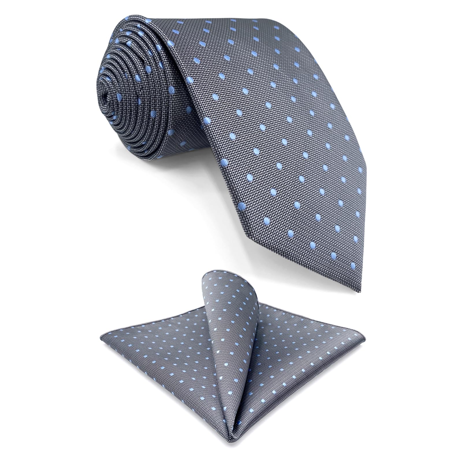 S&W SHLAX&WING Mens Necktie Set Pocket Square Tie Pack Dotty Green Blue Purple