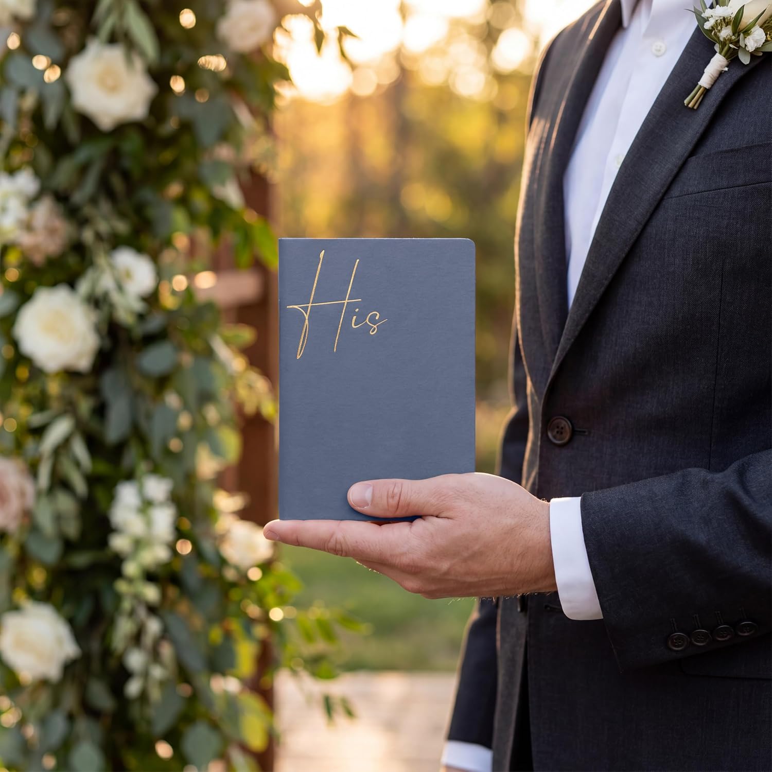Wedding Vow Books with Gold Foil Lettering, Elegant Vow Books His and Hers Set, Plenty of Pages for Writing Heartfelt Vows, Perfectly Sized for Wedding Ceremony,wedding must haves (White-Blue)