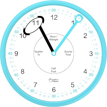 Educational Wall Clock - Silent Movement Time Teaching Clock for Teachers Classrooms and Kids Bedrooms with Window Hands, Perfect for Children with Special Needs.