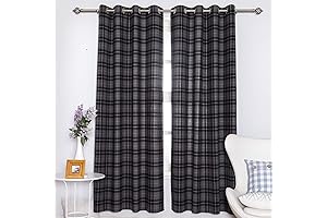 Black/Grey Tartan Curtains For Bedroom