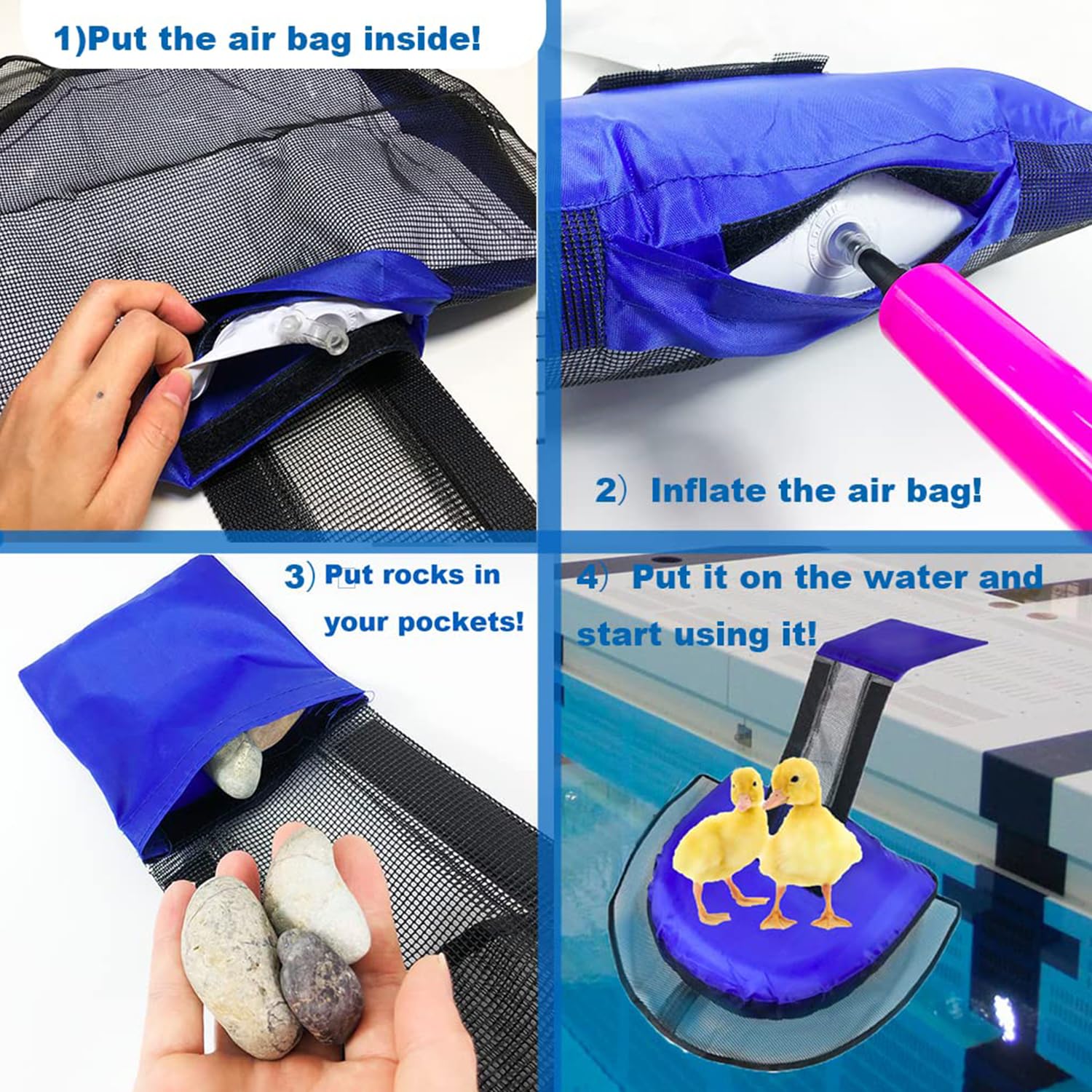 2 Piezas Rampa de Escape de Animales para Piscina, Almohadilla De Escalera De Escape Inflable, Rampas de Escape para Mascotas, Para Salvar Ranas y Todos Animales Pequeños Que Ingresan Piscina (2)