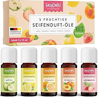 EasyCrafts® Seifenduftöl Bio - Seifenduftöl Set aus 5 x 10 ml fruchtige Düfte zum Seife selber Machen Set - Geeignet für d...