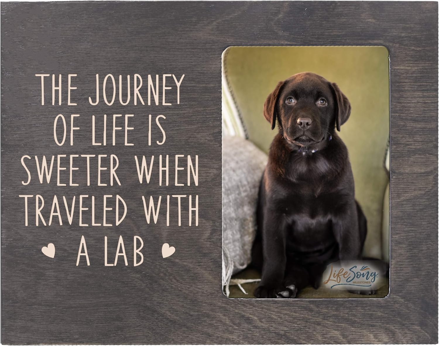 LifeSong Milestones Engraved The Journey of Life Pet Vertical Photo Frame Gift Ideas for Black Lab & Dog Lovers - Golden Lab Owner Frame Gift 8”x10” Holds 4”x6” Photo (Ivory)