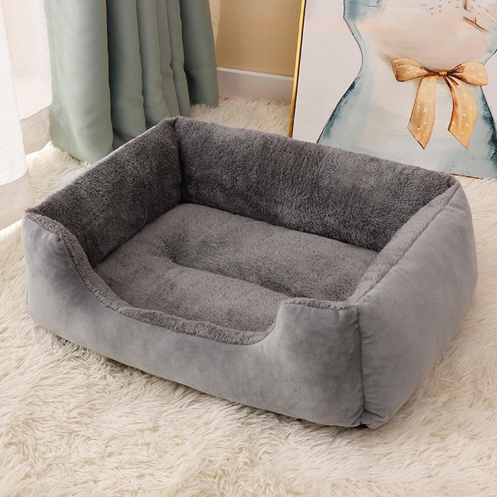 Cama Para Gatos Sofá Cama para Perros de Tamaño Pequeño | Peluche para Cachorros Abrazador Calmante para Dormir y Calentar Sofá para Sala de Estar Dormitorio Perrera Suelo Jaula