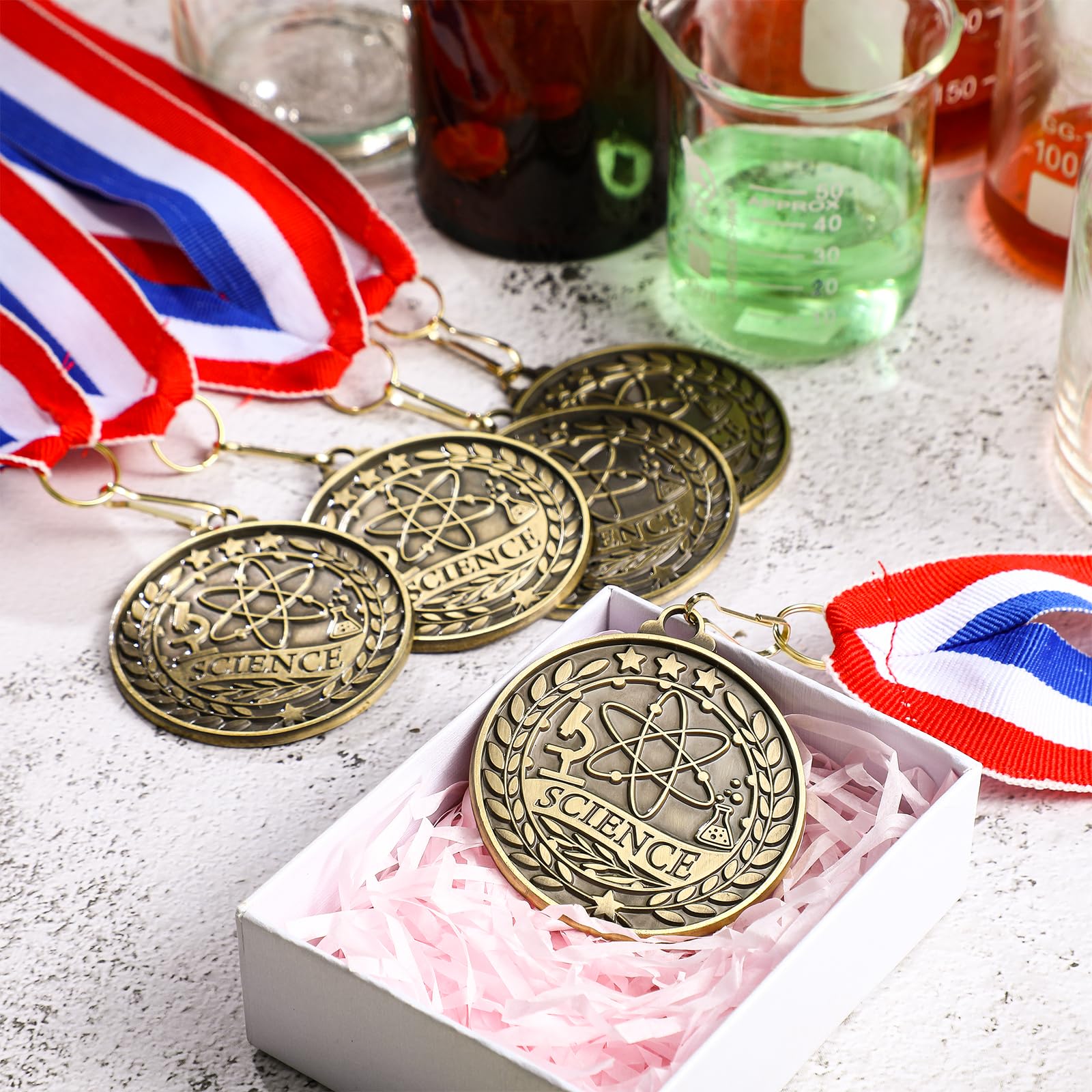 Quelay Goldmedaillen mit Halsbändern, Metall-Trophäe, Preis, Geschenk für Turniere, Wettbewerbe, Party, Kinder und Erwachsene, 5,1 cm, 100 Stück