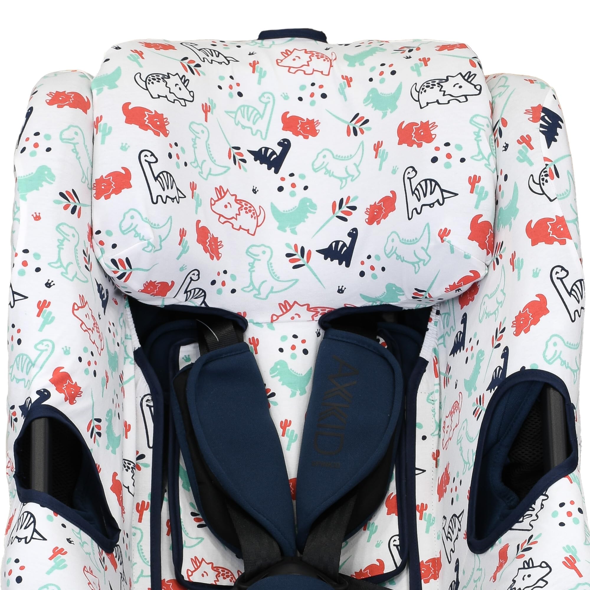 JYOKO Funda para Silla de Coche Compatible con Axkid Spinkid 2, Hecha con algodón orgánico, Transpirable para máximo Confort de tu bebé, Protege el tapizado Original (Dino Party)