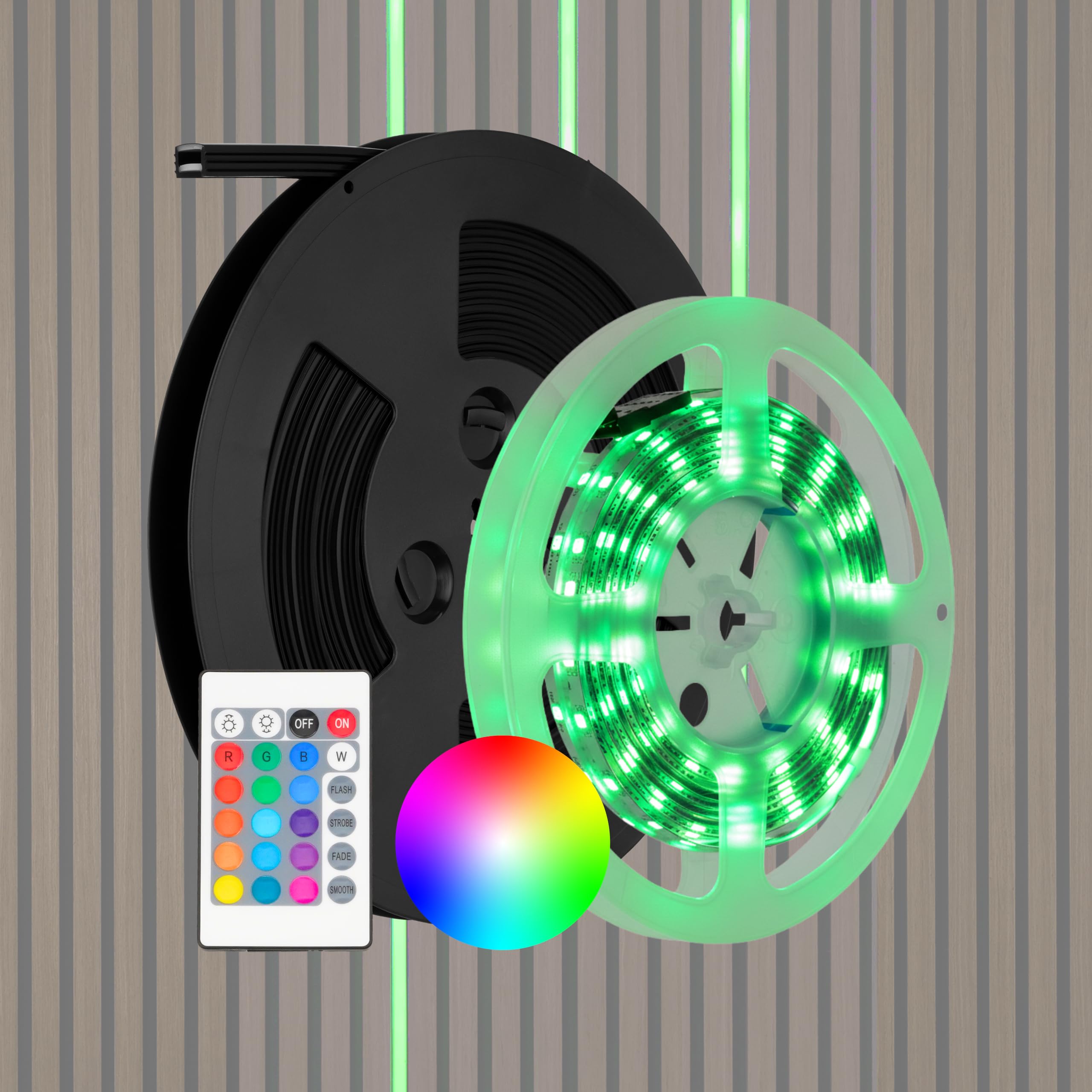 REV LED per pannelli acustici, 3 m, autoadesivo, RGB e bianco, dimmerabile, ritagliabile, con profilo LED, invisibile quando spento