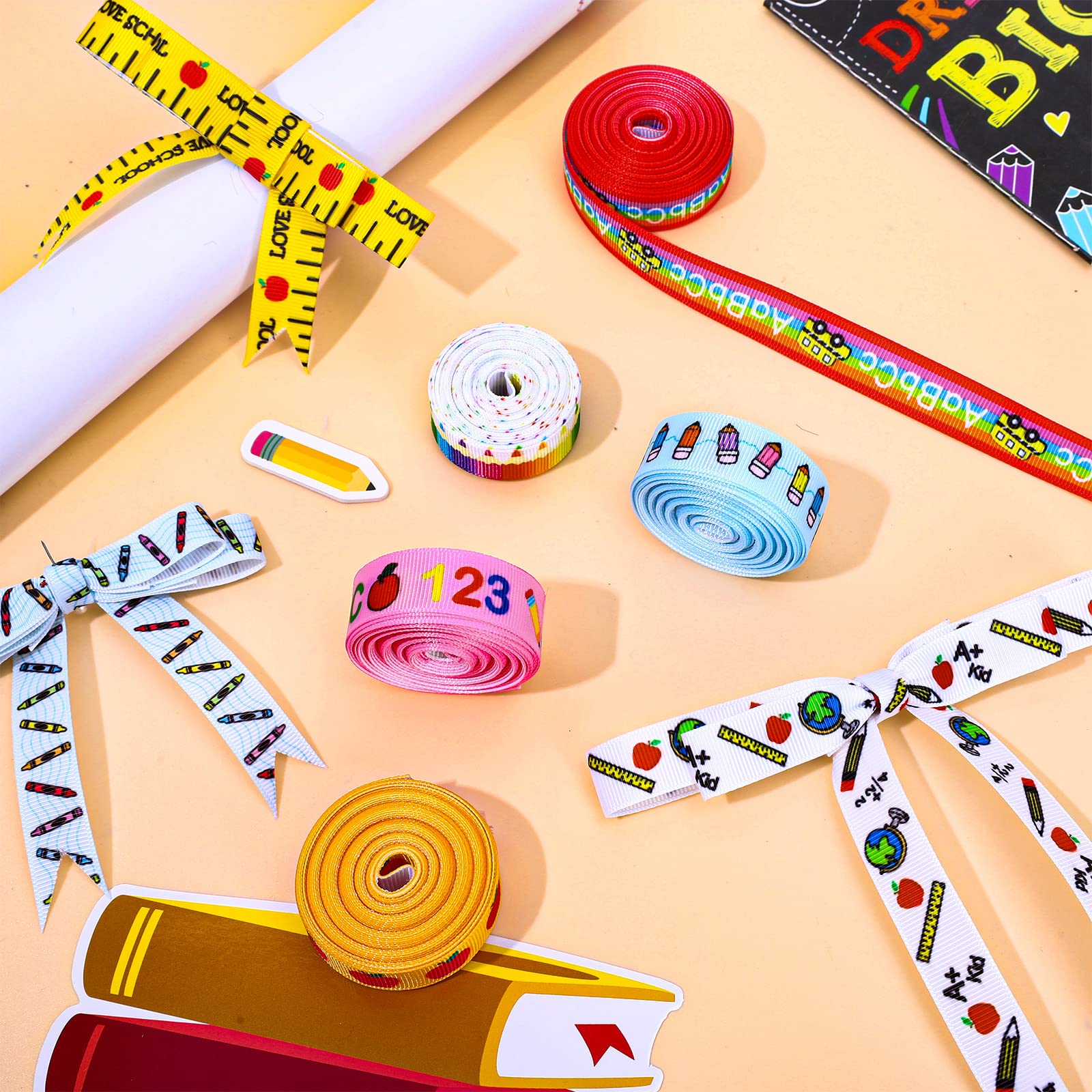 Snapklik.com : 12 Rolls Back To School Grosgrain Ribbon 60 Yards School ...