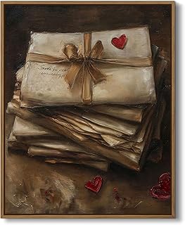 Gardenia Art Framed Antique Love Letter Wall Art Vintage Stack of Letter...