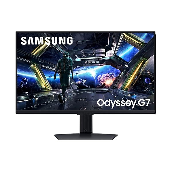 Samsung 27” Odyssey G7 (G70D) 4K UHD IPS 144Hz 1ms(GtG) Smart Gaming Monitor, G-Sync Compatible, AMD Freesync Premium, Vivid Colors, Adjustable Stand, Black Equalizer, LS27DG702ENXZA