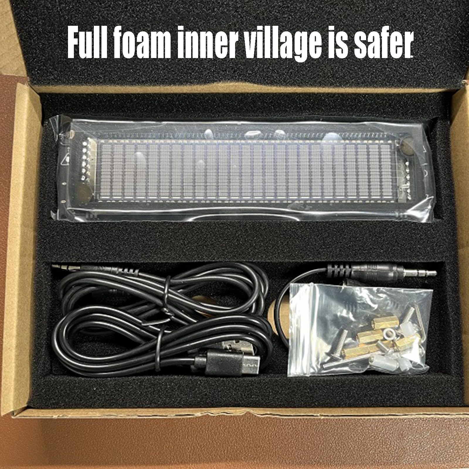 Analizator widma muzycznego LED, wejście sygnału audio 3,5 mm, obsługuje 25-pasmowy podział częstotliwości, tryb oświetlenia poziomowego, tryb spektrum, tryb zegara, dla muzyków i entuzjastów