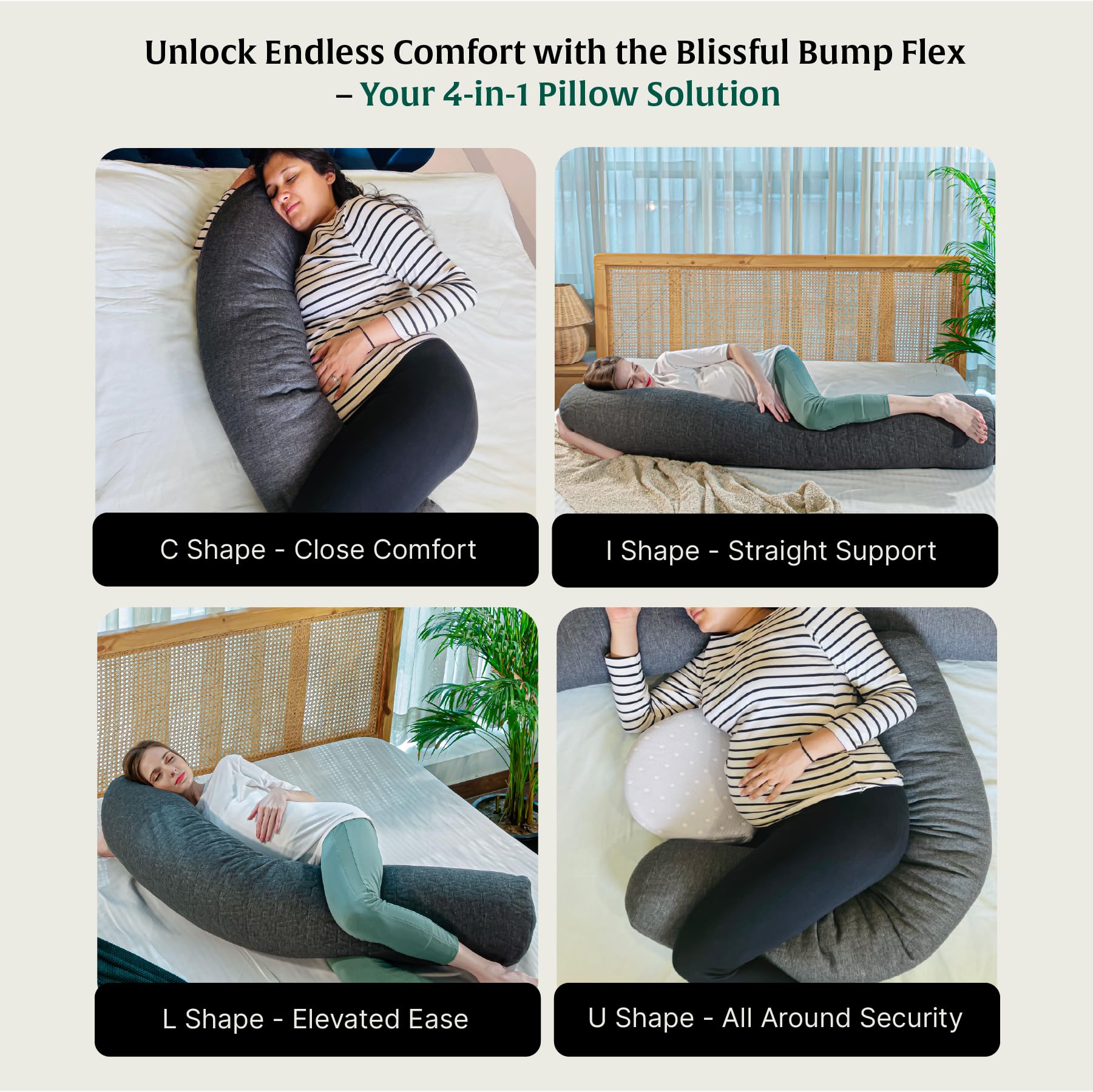 The White Willow Pregnancy Pillow for Pregnant Women-Maternity Pillow for Pregnancy Sleeping-Gift for Pregnant Women-Long Pillow-Side Body Pillow-Shredded Memory Foam & Micro Fiber-60 Lx9 W - Grey 2