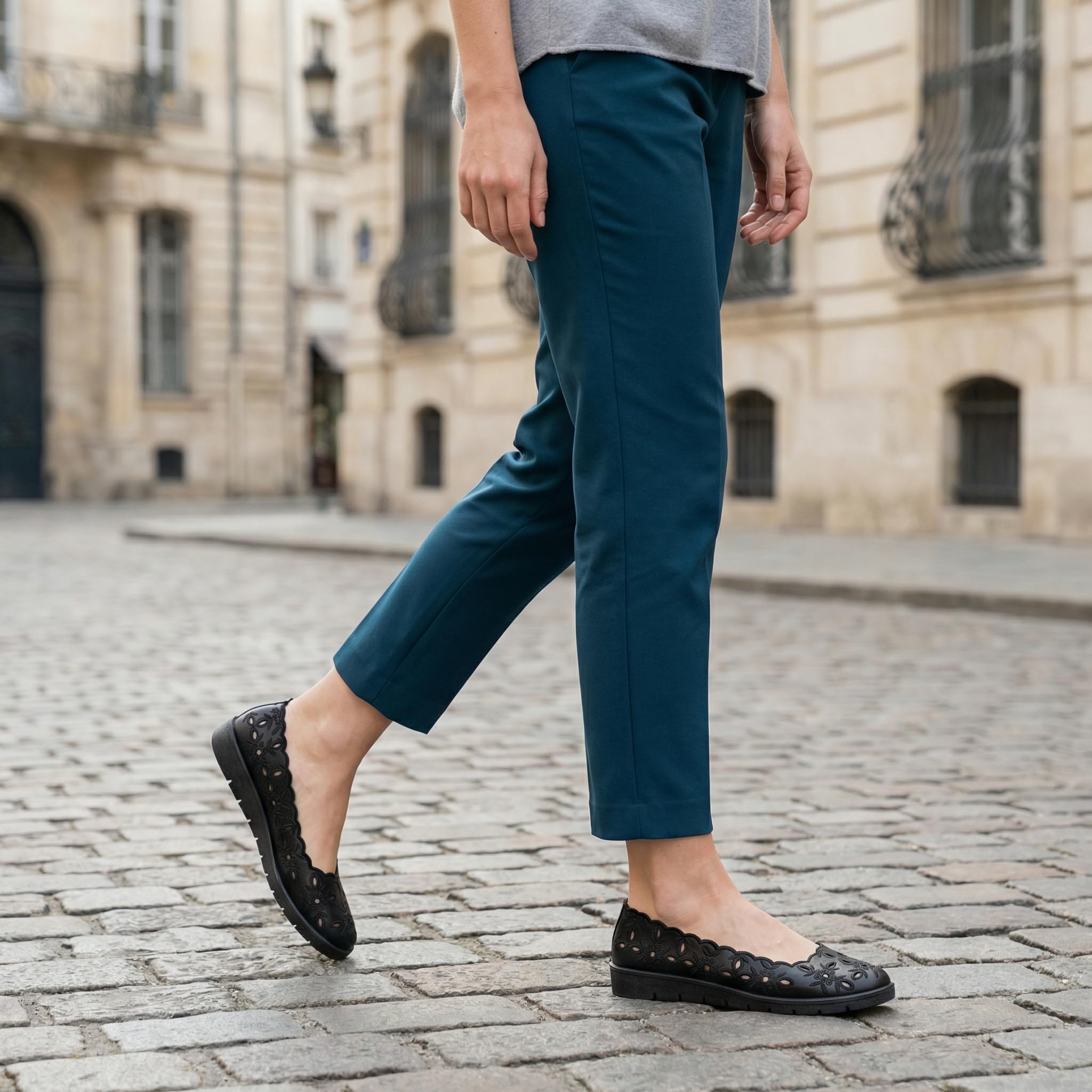 Mocassino Merceditas Ballerina Donna - Scarpa piatta estiva con pizzo traforato, suola morbida e confortevole, stile casual elegante