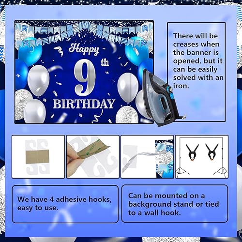 Vista 164 de Cartel de feliz cumpleaños número 31, globos azul marino, bandera de confeti a rayas, puntos de luz, saludos a 31 años, decoración temática