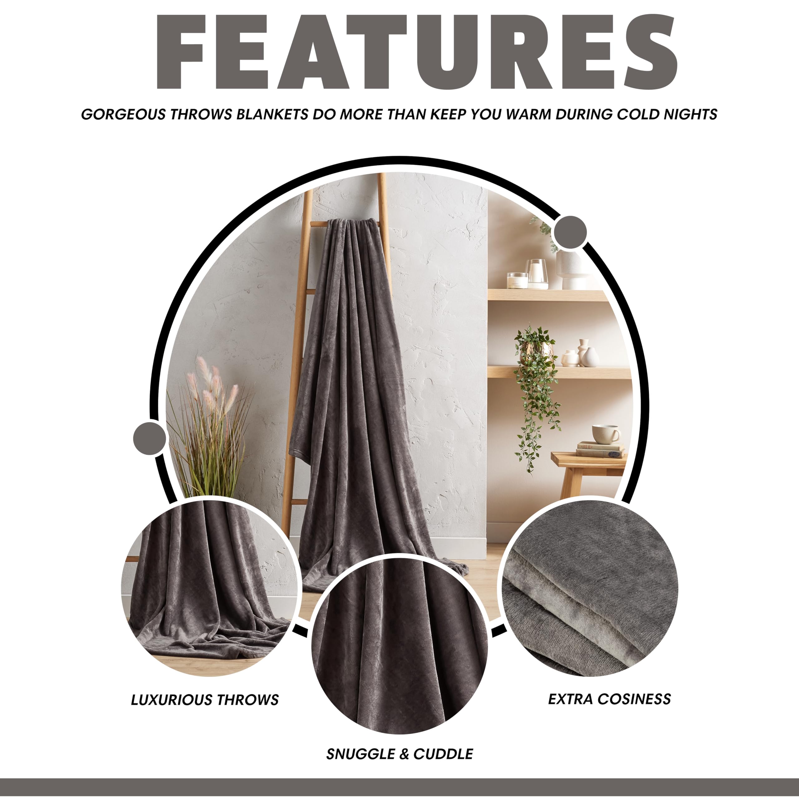 Olivia Rocco Flannel Fleece Throw Blanket Super Soft Warm Fluffy for Bed Sofa Couch Chair Lightweight and Cozy Solid Design - Image 2