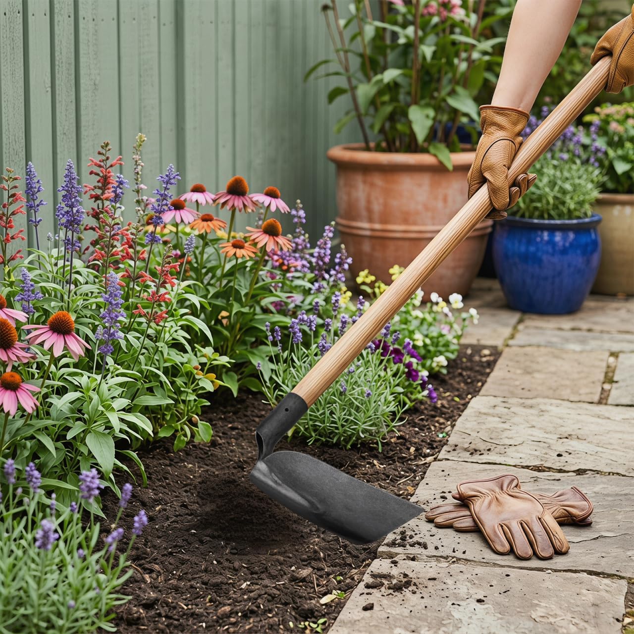 DOITOOL Herramientas de deshierbe de jardín, azada de estribo hoz, azada de hoz, azada de deshierbe, azada de acción, herramientas de deshierbe, herramientas de jardinería, azada de jardín para